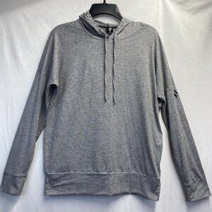 Skechers Long Sleeve Hoodie Sweatshirt Men Small Gray Stripes Banded Hem Used